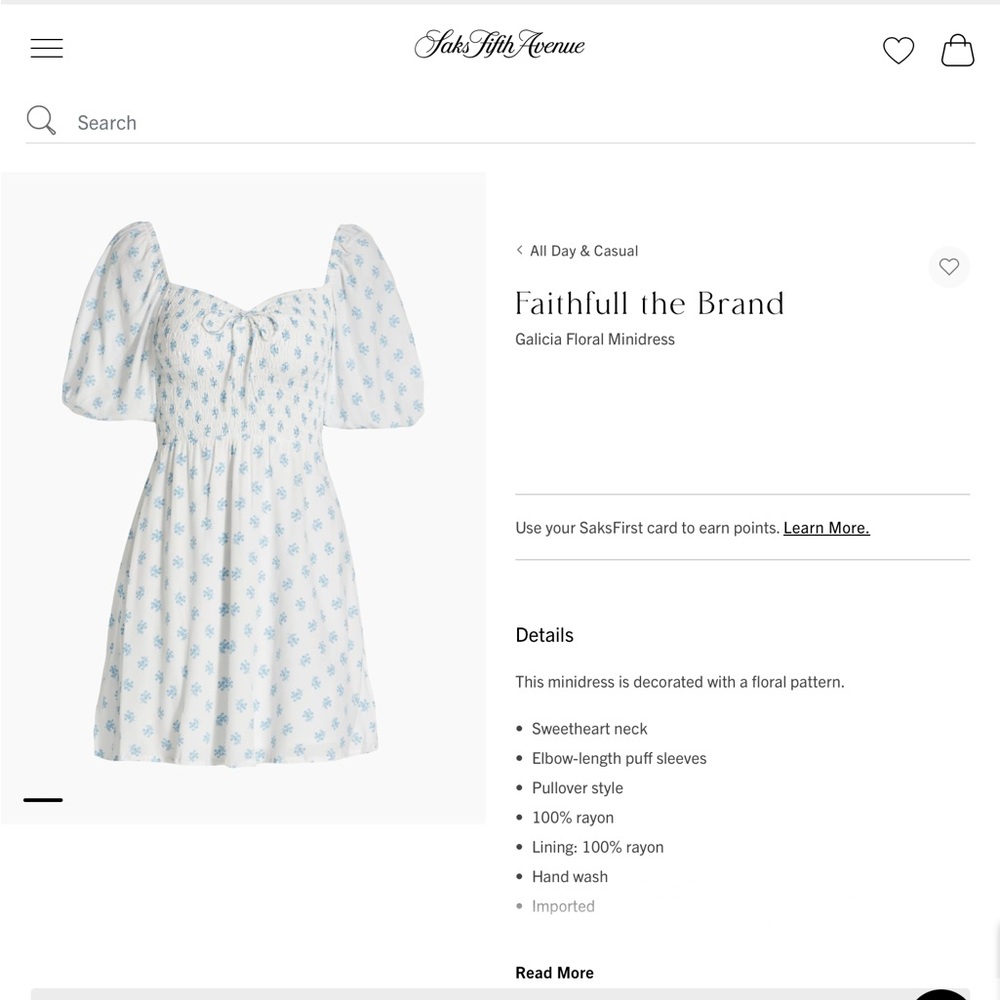 Faithfull the Brand Galicia Mini Dress Cairo Floral Print Blue - XS